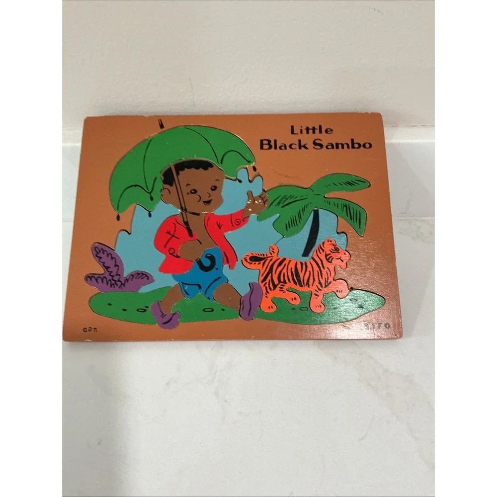 Vintage Sifo Little Black Sambo Wooden Inlay Puzzle Kids  Tiger Tray Puzzle